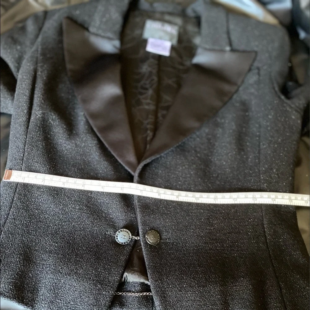 RARE Chanel 05P Shimmer Blazer Crystal CC Chain Link Button Jacket Black